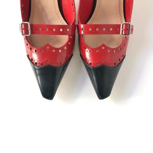 Dior Spectadior Red Brogue Cap Toe Buckle Maryjane Pumps 39 - Picture 3 of 11